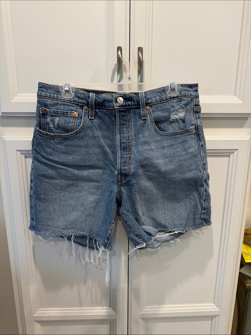 Levi's Distressed Mid-Blue Cutoff Denim Shorts
